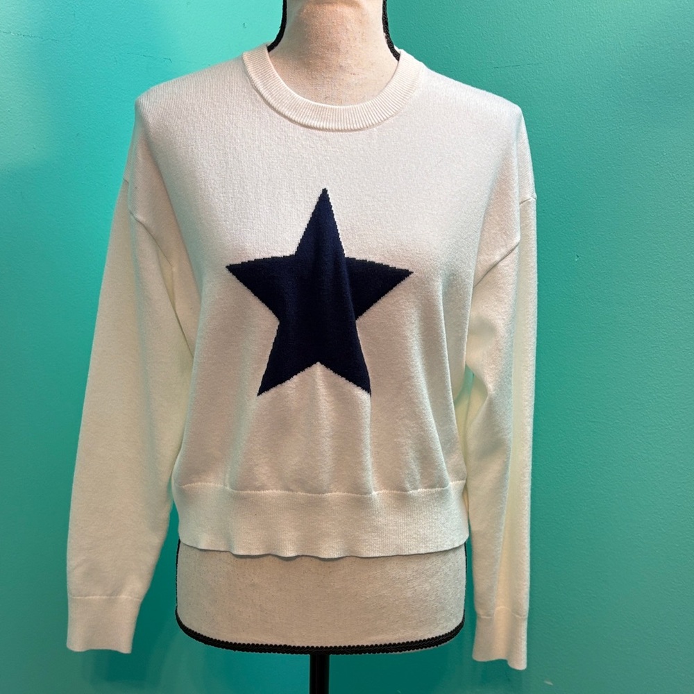 Honey Peach boutique Navy Star Crew Neck Sweater